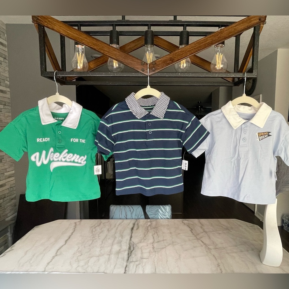 Old Navy Green and Blue Baby Boy Polo Shirts lot Size 12-18 mo NWT